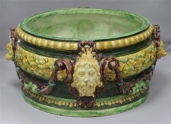 A large majolica circular jardiniere, Dia 39cm